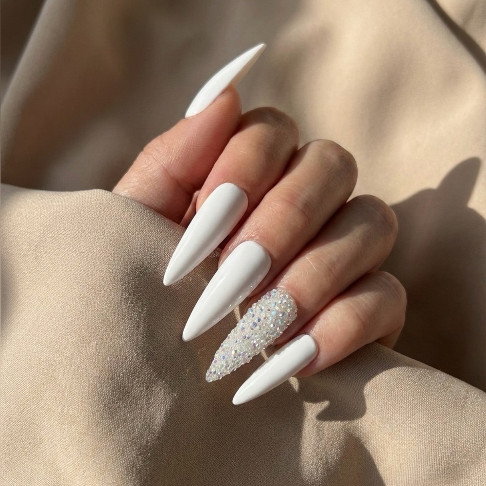Pixie dust | white | press on nails ( Handmade )